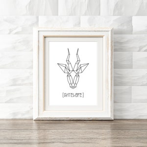 Three Piece Set, Printable Wall Art, Geometric Animal DIY Prints image 2