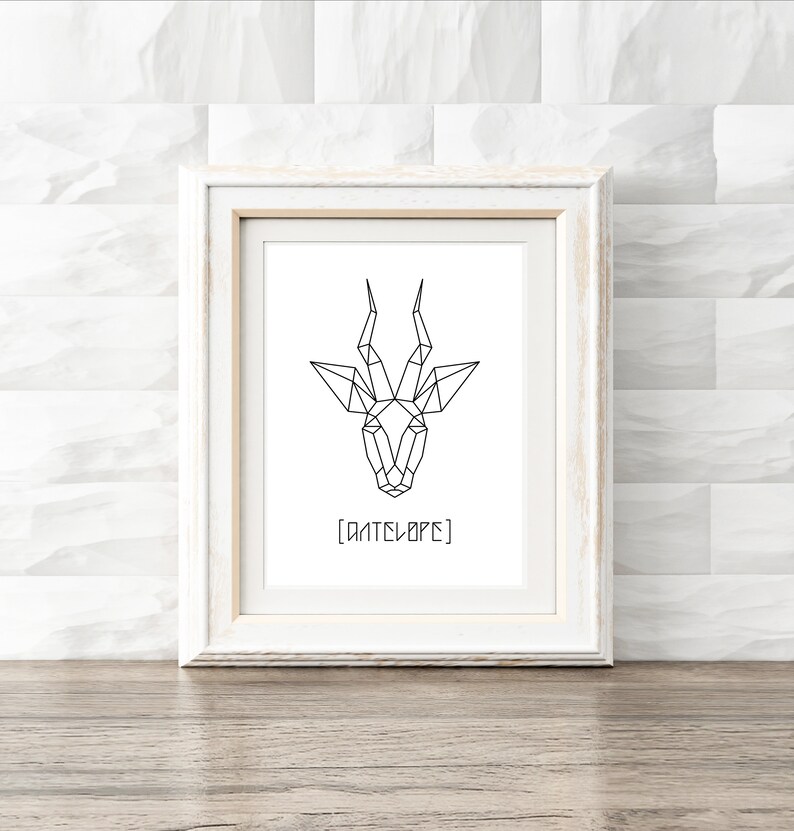 Three Piece Set, Printable Wall Art, Geometric Animal DIY Prints image 2