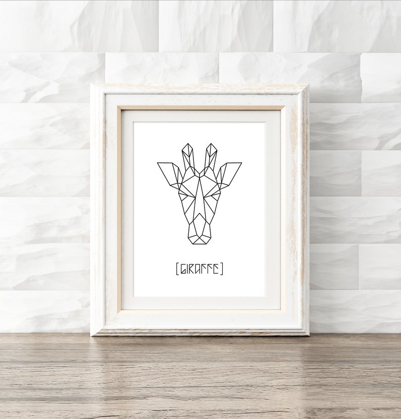 Three Piece Set, Printable Wall Art, Geometric Animal DIY Prints image 4