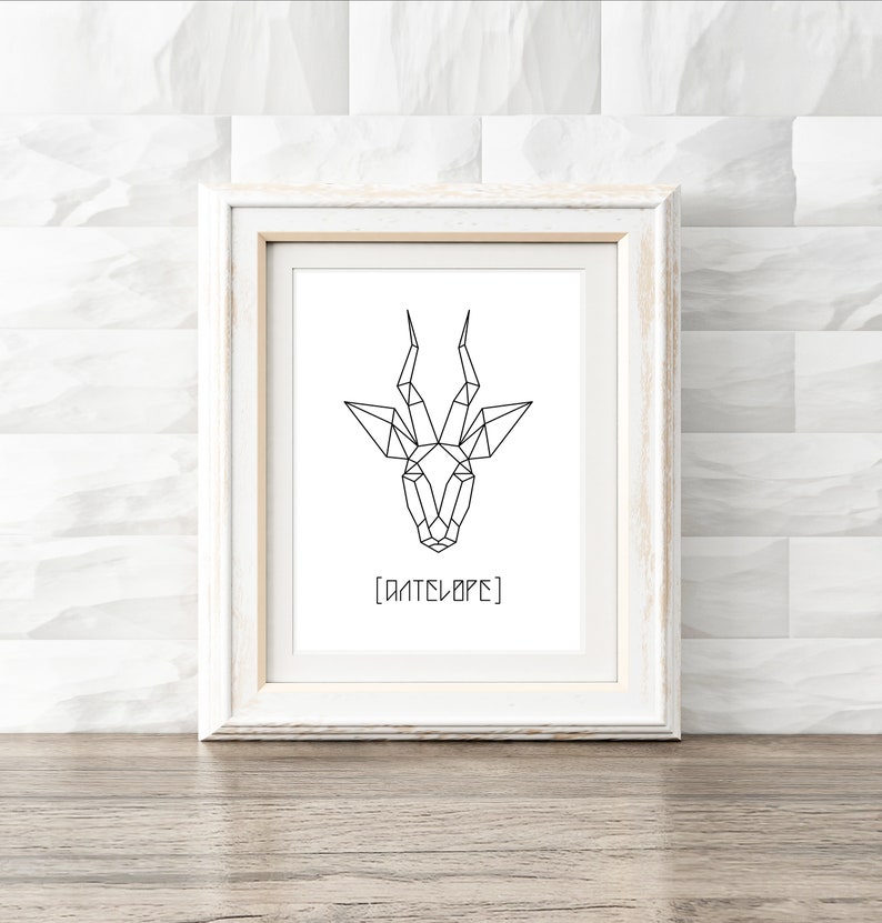 Three Piece Set, Printable Wall Art, Geometric Animal DIY Prints image 9