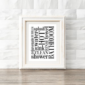 Bathroom Word Collage Digital Printable