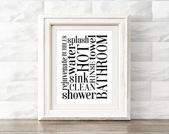 Bathroom Word Collage Digital Printable
