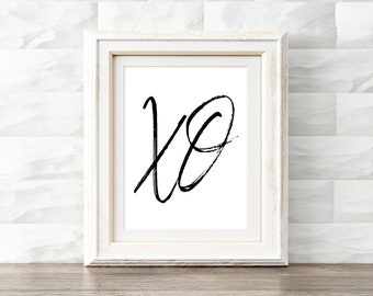 XO Art Printable, Valentine's Day Gift, Bedroom Sign, Hugs and Kisses Poster, Instant Download, XO wall print, Typography Art, Love Poster