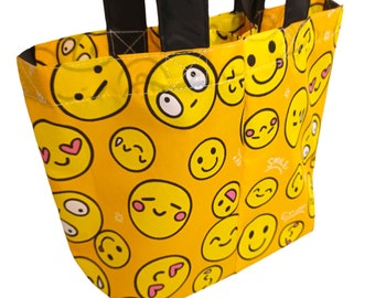 Sac réversible pour 2 tasses Smile Face, sac pliable, sachet pour tasse à thé à bulles avec poche en paille, porte-thé Boba, porte-gobelet à café, cadeau