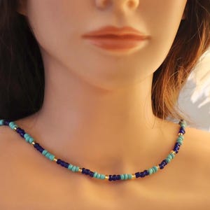 Blue Choker Necklace | Seed Bead Blue Beaded Choker | Blue Choker Necklace | Blue Choker Bridesmaid Gift | Gift For Her