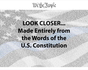 Thin Blue Line American Flag Constitution Wall Art | Patriotic Giclée Canvas Print | Police Support | Law Enforcement Gift | Made in USA