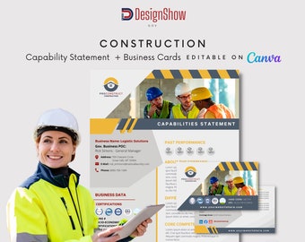 Neu 2023 bearbeitbare Konstruktionsfähigkeit Statement & Visitenkarten mit Inhaltsleitfaden