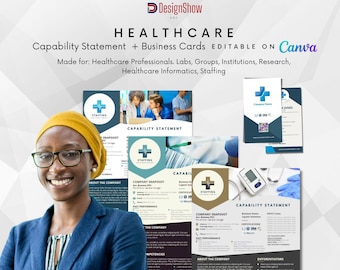 NEW 2023 Editable Healthcare Capability Statement & Business Card Template with Content Guide