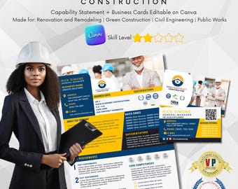 Editable Construction Statement & Business Cards with Writing Guide Ver. 01