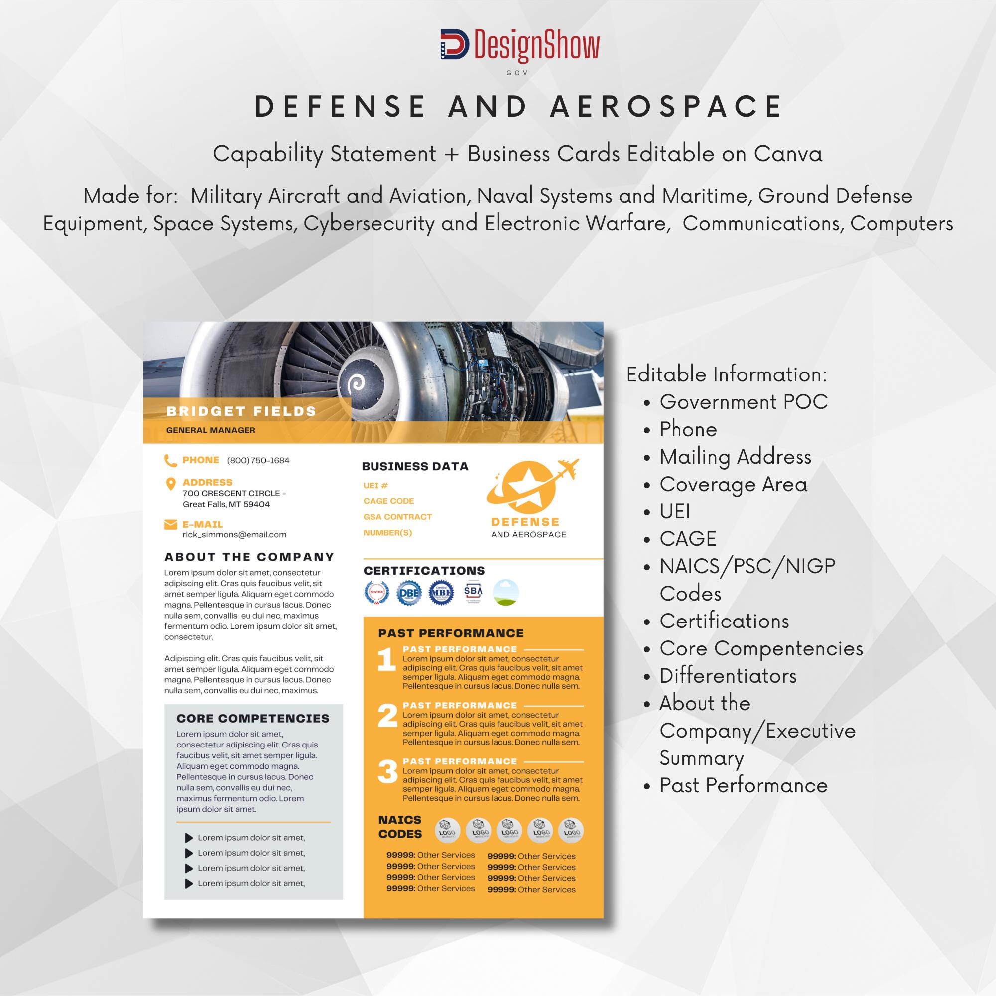 Defense and Aerospace Capability Statement & Business Cards - Canva ...