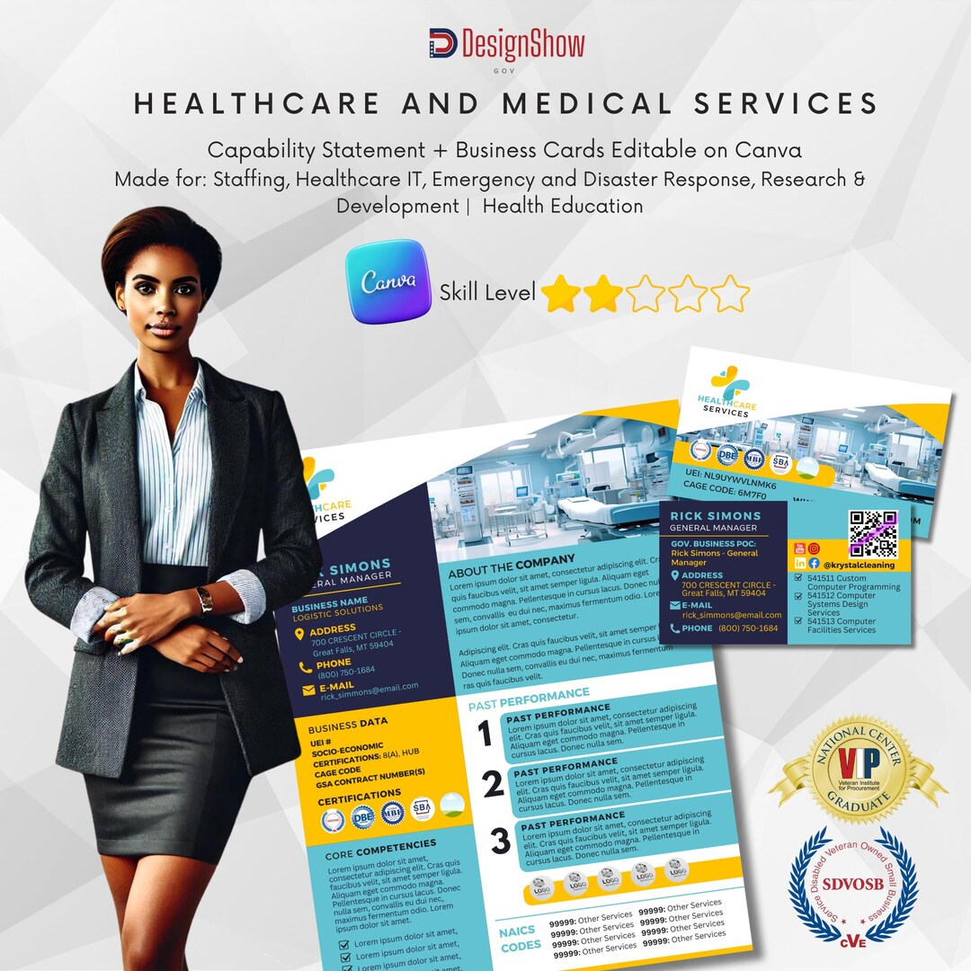 Medical Services Capability Statement & Business Card - Editable Ver ...