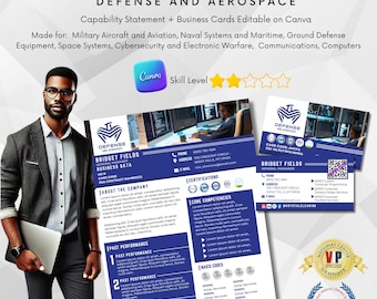 Defense & Aerospace Capability Statement and Business Cards - Canva Editable #01