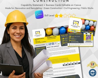 Construction and Engineering Capability Statement and Business Cards - Canva Editable 03
