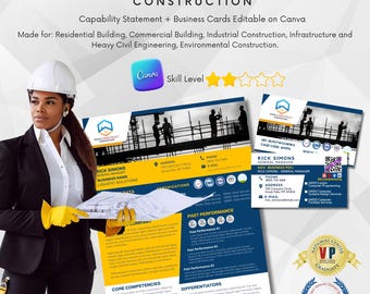 Construction and Engineering Capability Statement and Business Cards - Canva Editable 02