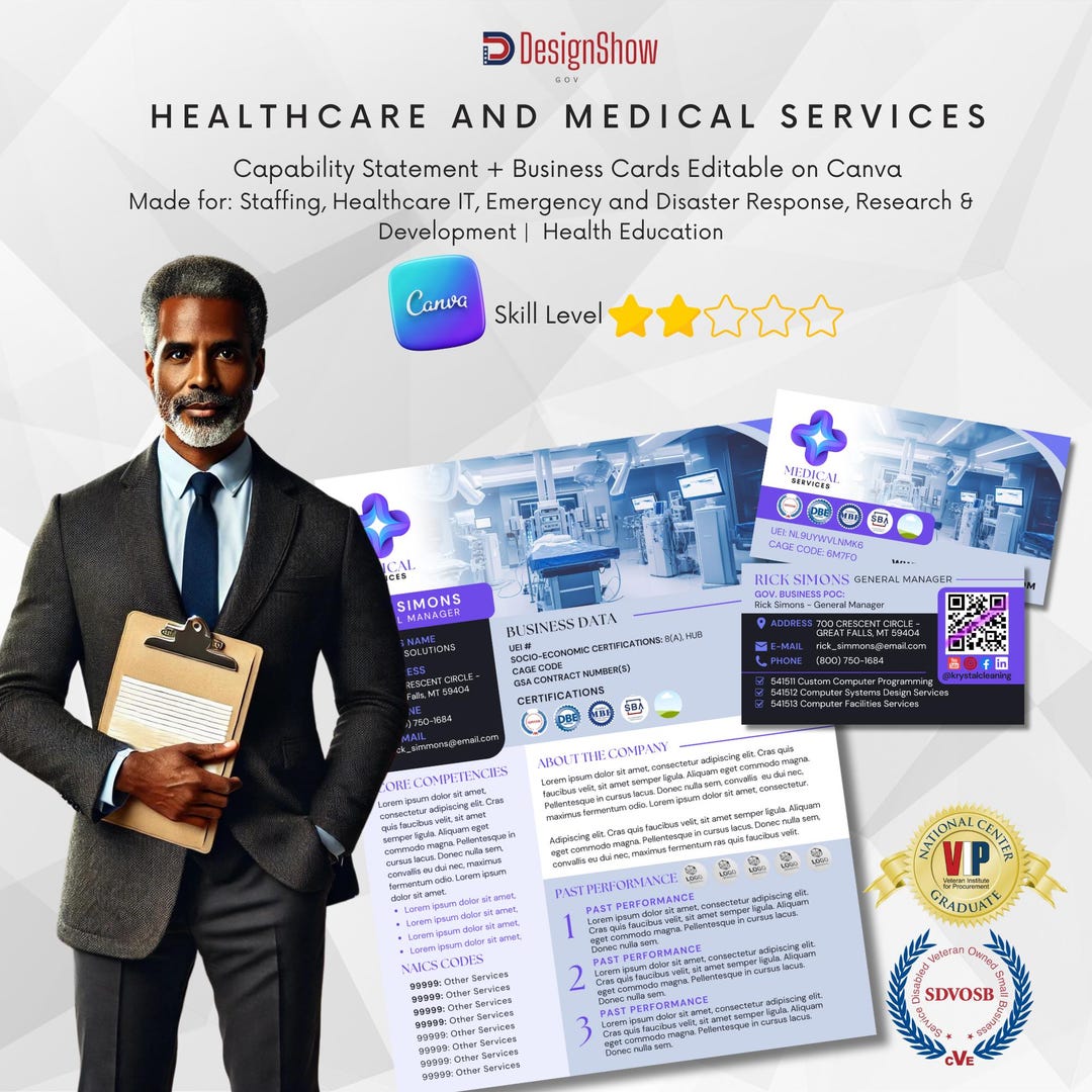 Medical Services Capability Statement & Business Cards - Editable Ver ...