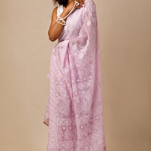 Shell Pink Kota Doria Chikankari Saree, Kota Saree, Cotton Saree, Summer Chikankari Saree, Soft Cotton Saree, Sari, Pink Sari, gift for her