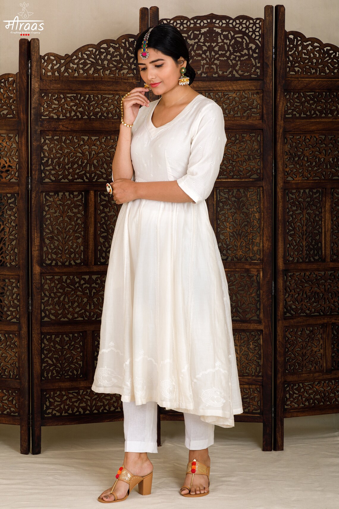 chikankari frock design
