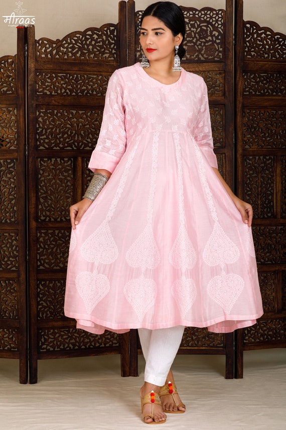 pink anarkali frock