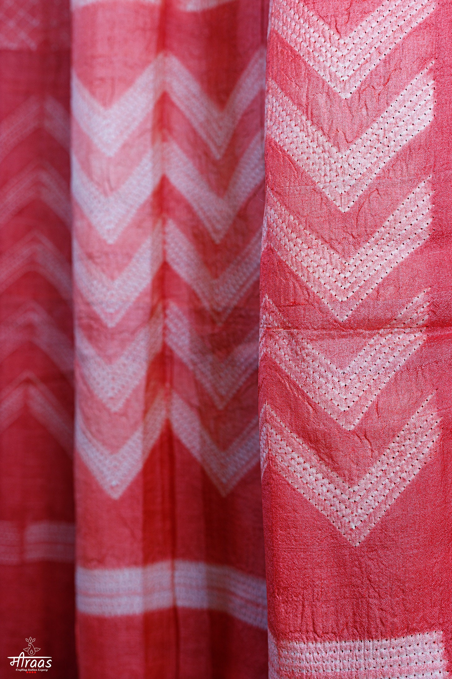 Silk Shibori handmade Serene Red scarf