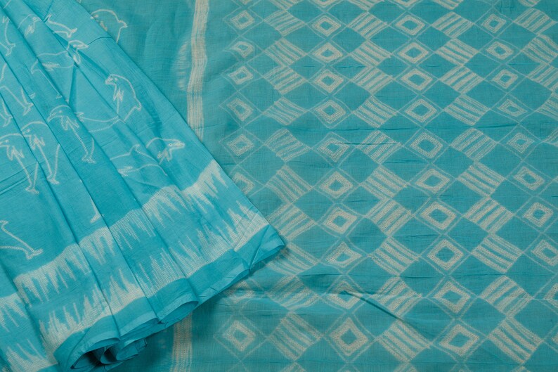 Shibori Saree on Soft Cotton/Cotton Sari/Blue Cotton Sari/Blue Saree/Blue Sari/Sustainable Fashion/Office Wear Sari/Saree for Gifting/Sari image 6