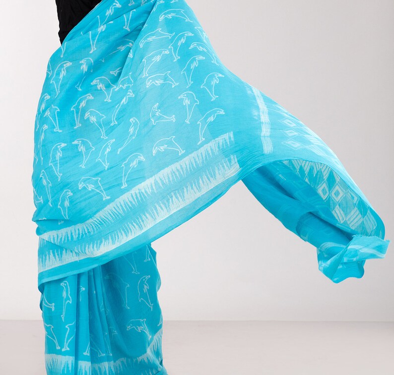 Shibori Saree on Soft Cotton/Cotton Sari/Blue Cotton Sari/Blue Saree/Blue Sari/Sustainable Fashion/Office Wear Sari/Saree for Gifting/Sari image 3