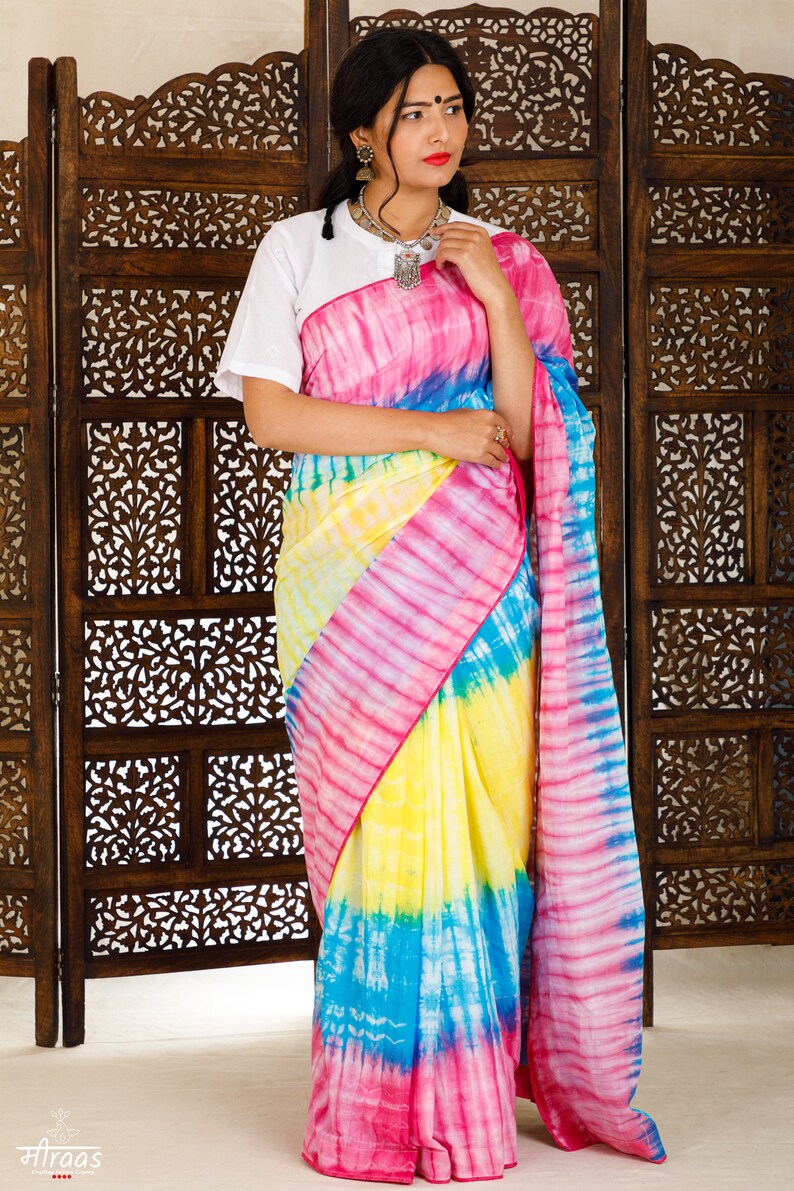 Hand NUI Shibori Saree/Shibori Cotton Saree/Cotton Etsy