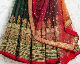 red and green ghagra choli