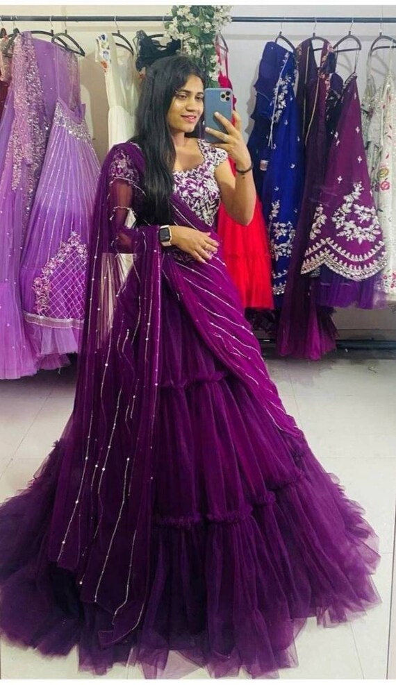Dark Purple Georgette Lehenga Choli 