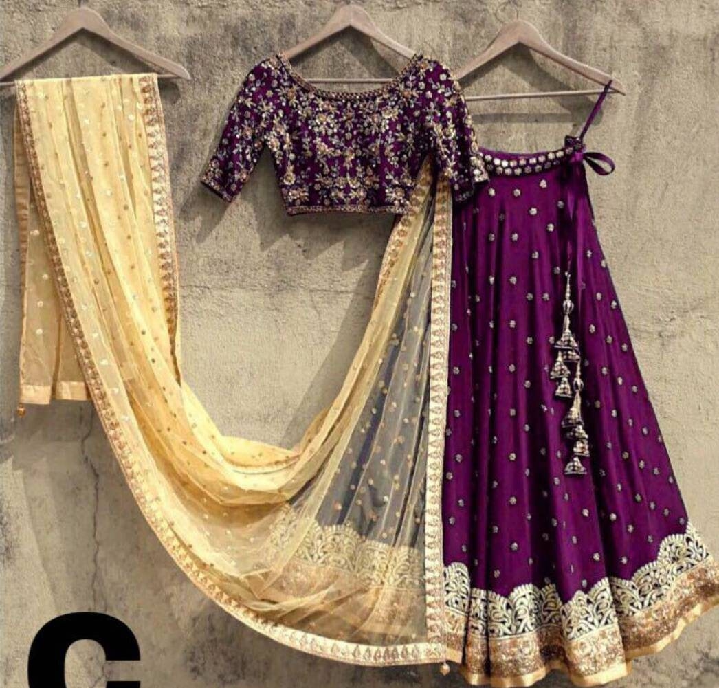 party wear silk lehenga