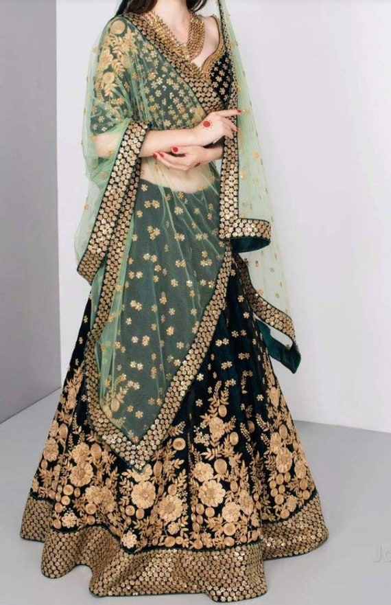 dark green ghagra choli