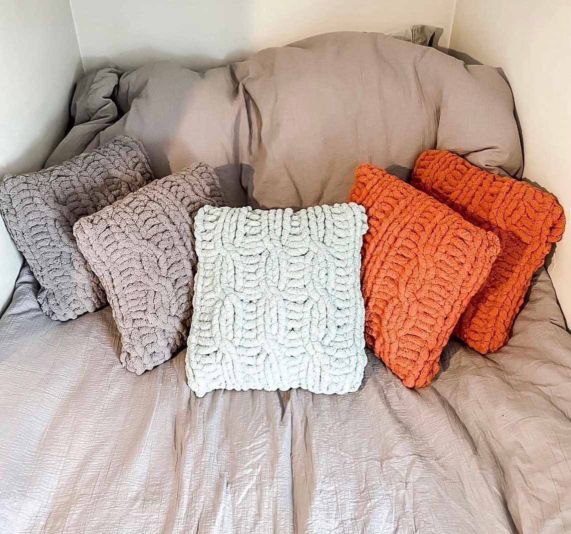 HANDMADE Chunky Knit Pillow Etsy
