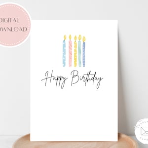 Happy Birthday Card | PRINTABLE | Birthday Candles Card | Instant Download