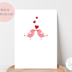 aquarelle oiseaux d'amour | carte de voeux de couple | d'amour | Carte mari et femme | carte d'anniversaire | Carte Saint-Valentin