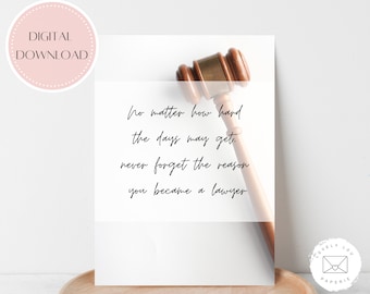 PRINTABLE Lawyer Card | Attorney Encouragement Card | Instant Download | Bar Exam Card | Law School Acceptance