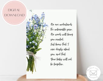 PRINTABLE Miscarriage Sympathy Card | Instant Download | Grief | A6 Card | Infant Loss Card | Pregnancy Loss Card | Forget-Me-Nots