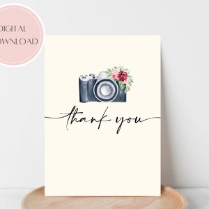 Carte de remerciement imprimable au photographe | Téléchargement instantané | Merci au photographe | Carte A6