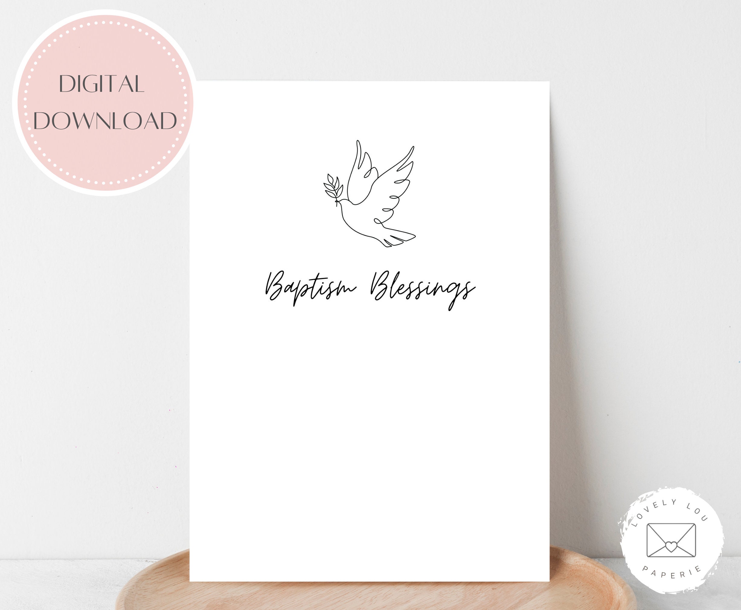 PRINTABLE Baptism Card | Baptism Blessings | Instant Download | Simple, Modern Baptism Card