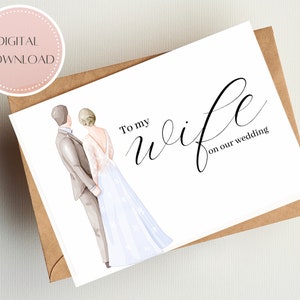 Afdrukbare trouwkaart voor mijn vrouw | Kaart direct downloaden | Aan mijn vrouw op onze bruiloft