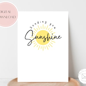 DRUCKBARE KARTE | Ich sende Ihnen Sonnenschein Karte | Sofortdownload | Ich denke an Dich | Aufmunterung Karte | Karte für Beste Freundin | Sonnen-Karte