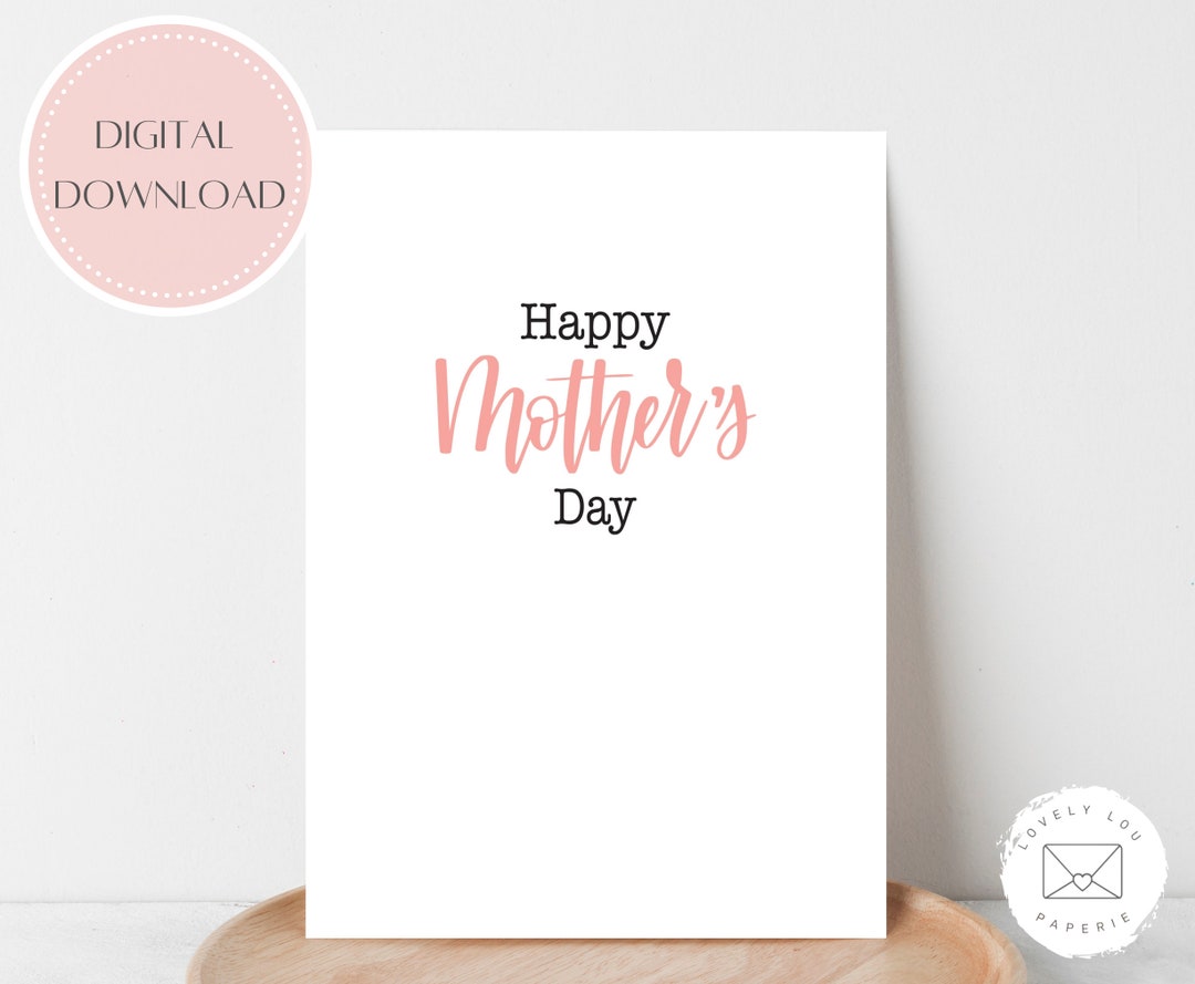 Printable Mother's Day Card Simple, Modern Mother's Day Card Instant ...