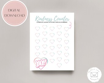 PRINTABLE Kindness Counter | Kindness Chart | Children&#39;s Kindness Lesson