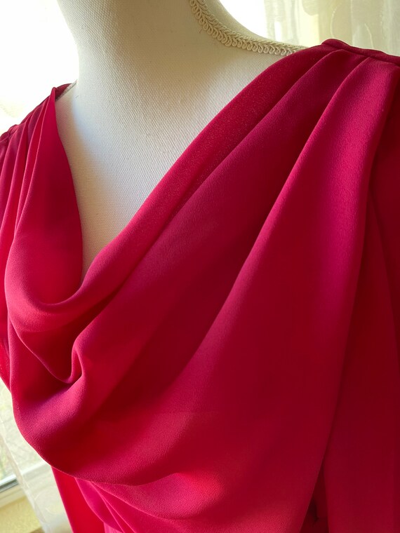 70’s Kelly Green Cowl Neck Pleated Dress main image 0