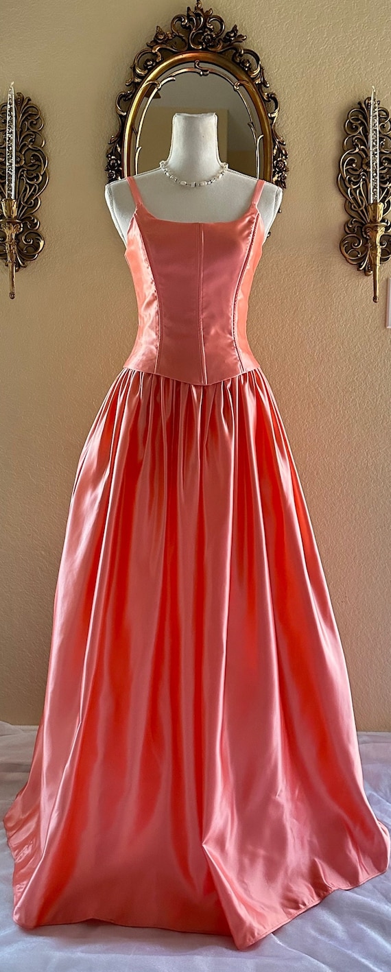 90's Neon Peach Formal Gown