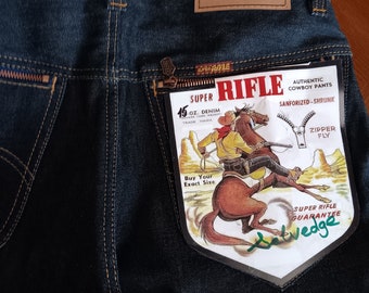 Raw Selvedge Denim Super Rifle Jeans with the belt