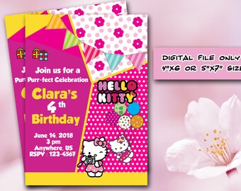 hello kitty birthday invitation etsy hello kitty birthday invitation