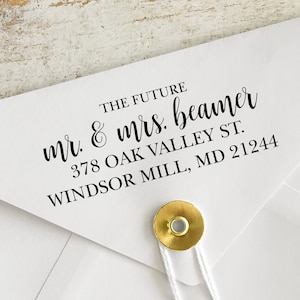 Custom Future Mr. and Mrs. Wedding Address Stamps | Engagement Return Address Stamp | Personalized Wedding Invitation Self Inking Stamp  |