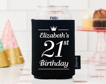 Custom Birthday Koozie® Can Cooler with Crown Graphic | Birthday Party Favors