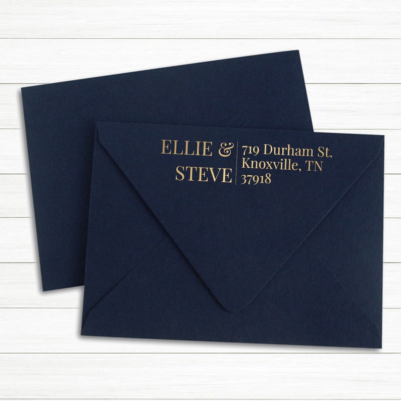 Custom Minimalist Wedding Address Stamps Engagement Stamp Personalized Wedding Stamp Classic Couples Address Stamp image 1