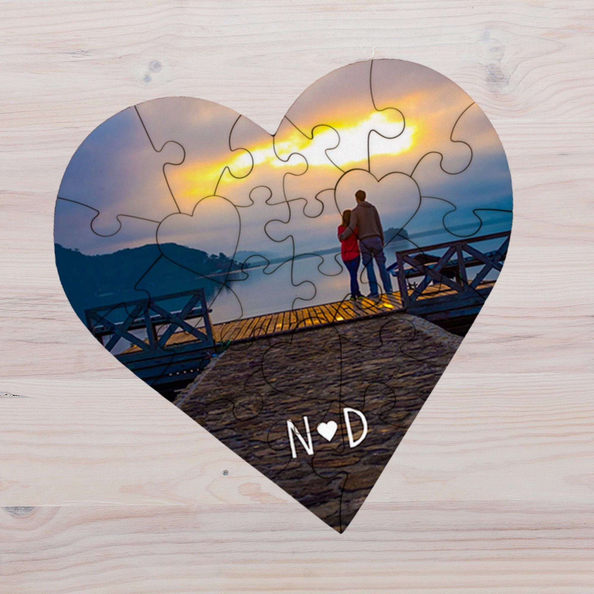 Monogram Heart Shaped Puzzle | Custom Photo Puzzle