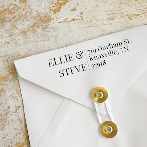 Custom Minimalist Wedding Address Stamps Engagement Stamp Personalized Wedding Stamp Classic Couples Address Stamp image 2